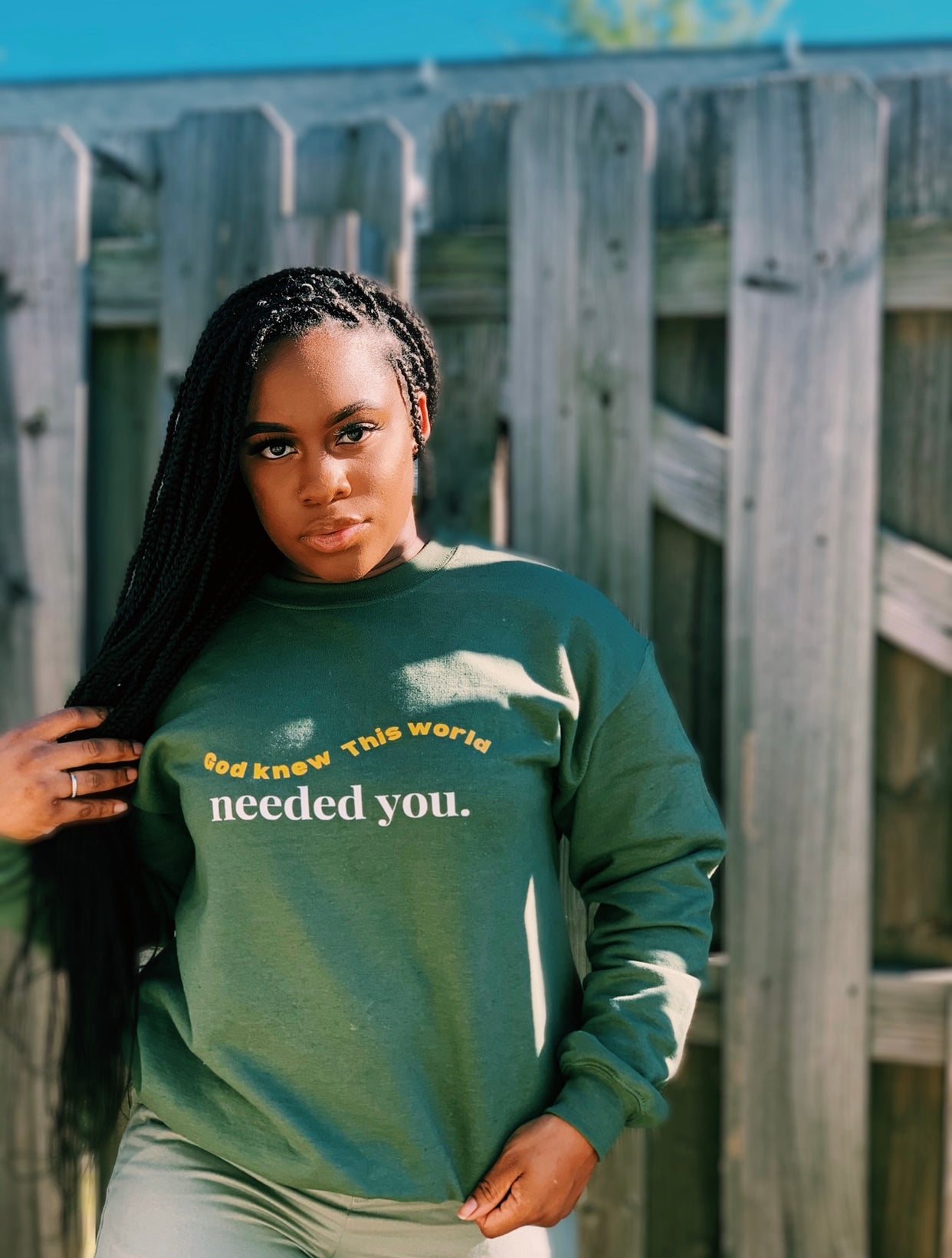 Needed You Green Unisex Sweatshirt - Young Woman