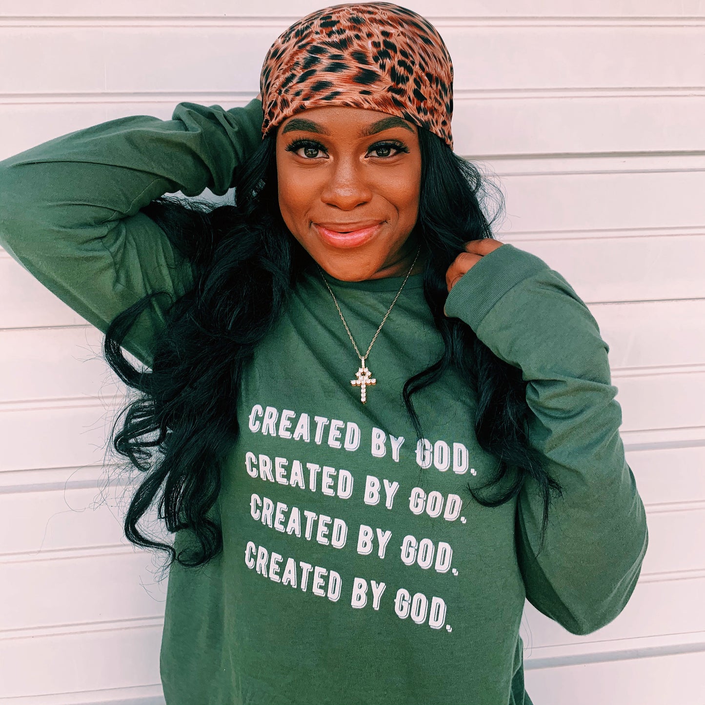 Created by God unisex Long Sleeve Tee - Young Woman