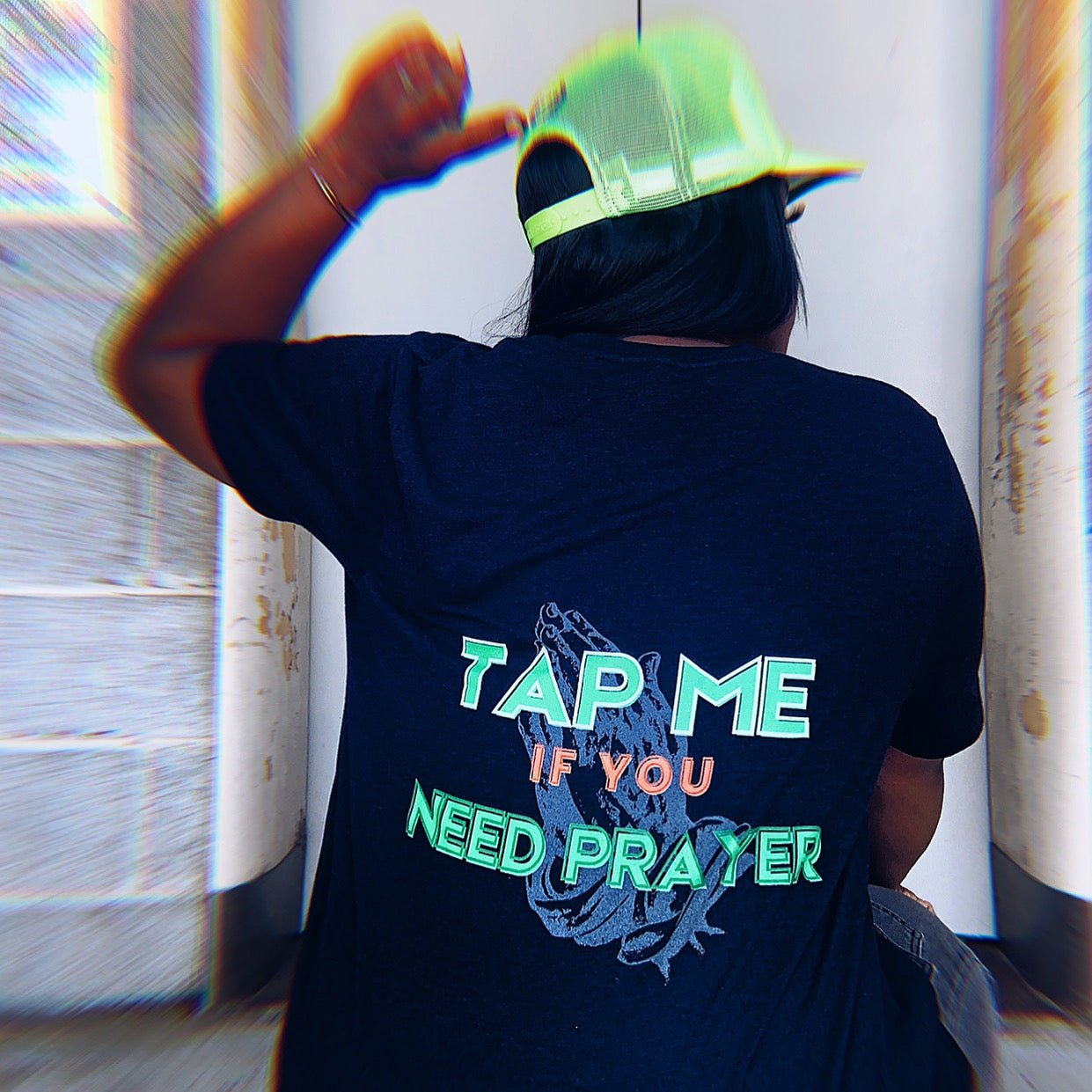 Tap Me If You Need Prayer Unisex t-shirt - Young Woman