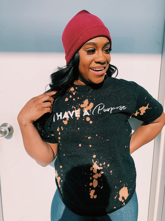Limited Edition Black Bleached I Have A Purpose T-shirt - Young Woman