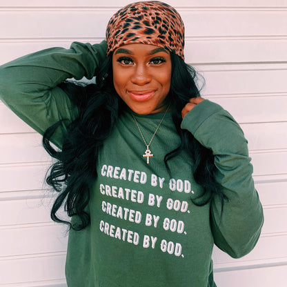 Created by God unisex Long Sleeve Tee - Young Woman