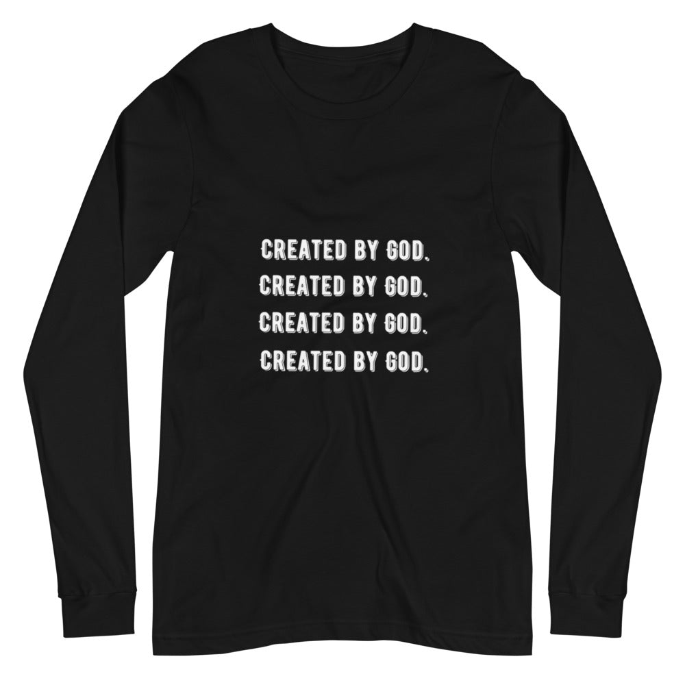 Created By God Black Unisex Long Sleeve Tee - Young Woman