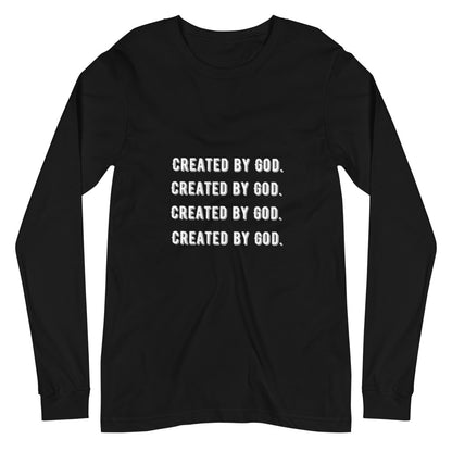 Created By God Black Unisex Long Sleeve Tee - Young Woman